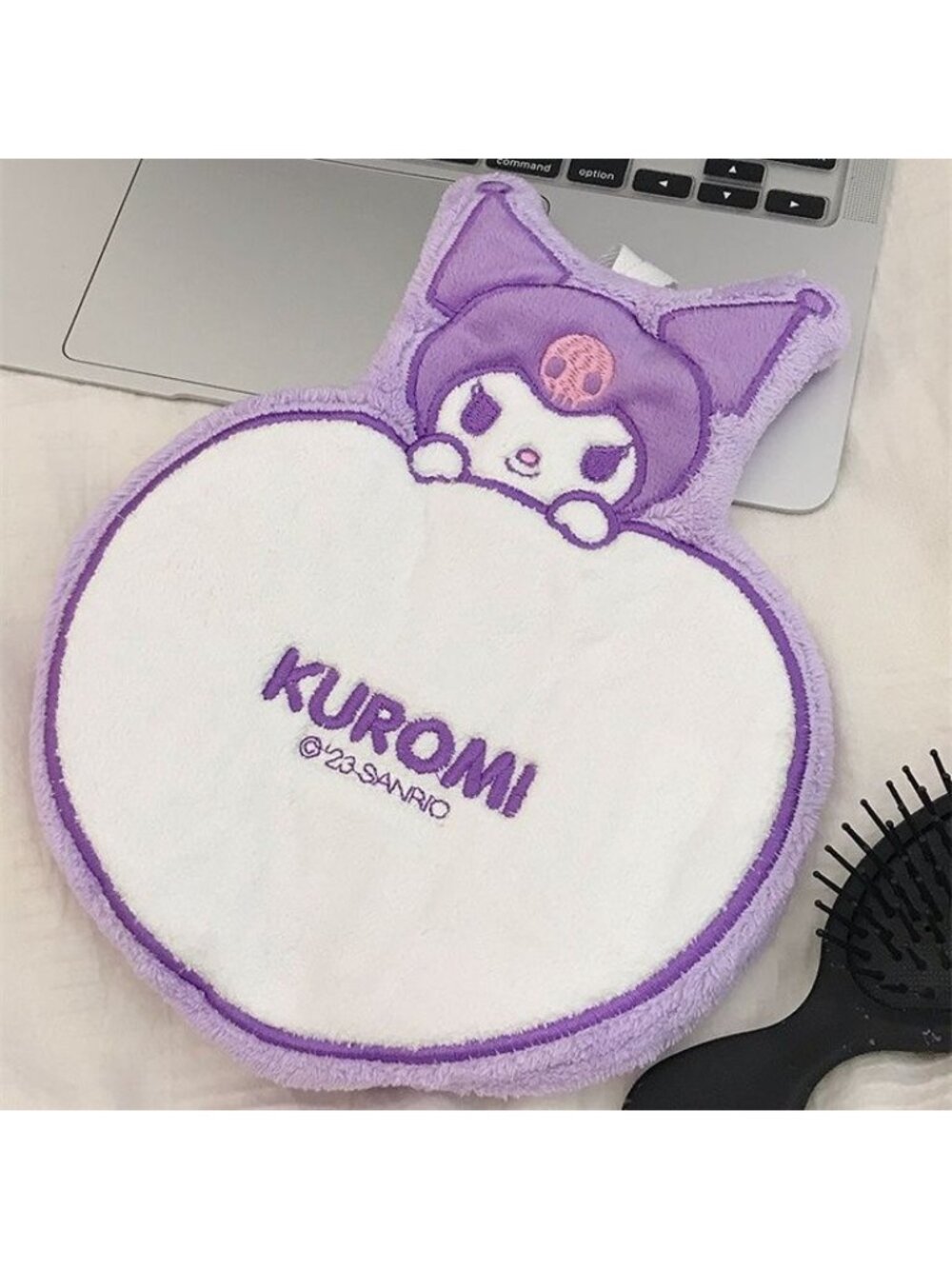 Cute Kuromi Heart Hand Towel Purple White